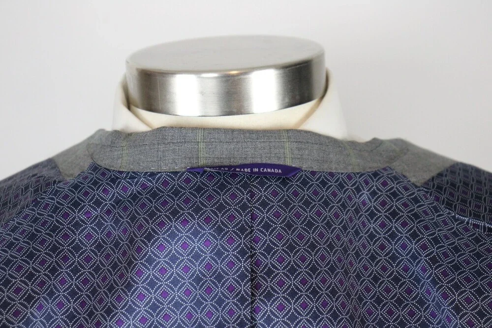 Ted Baker Sport Coat 46 R Mens Grey Green Windowpane Wool Regular Fit Blazer New